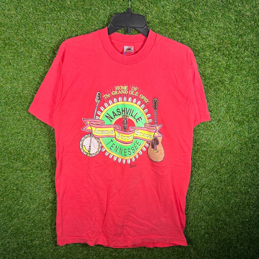 Vintage Grand Ole Opry‎ Nashville TN T-Shirt Red Fruit of the Loom Large 90s USA